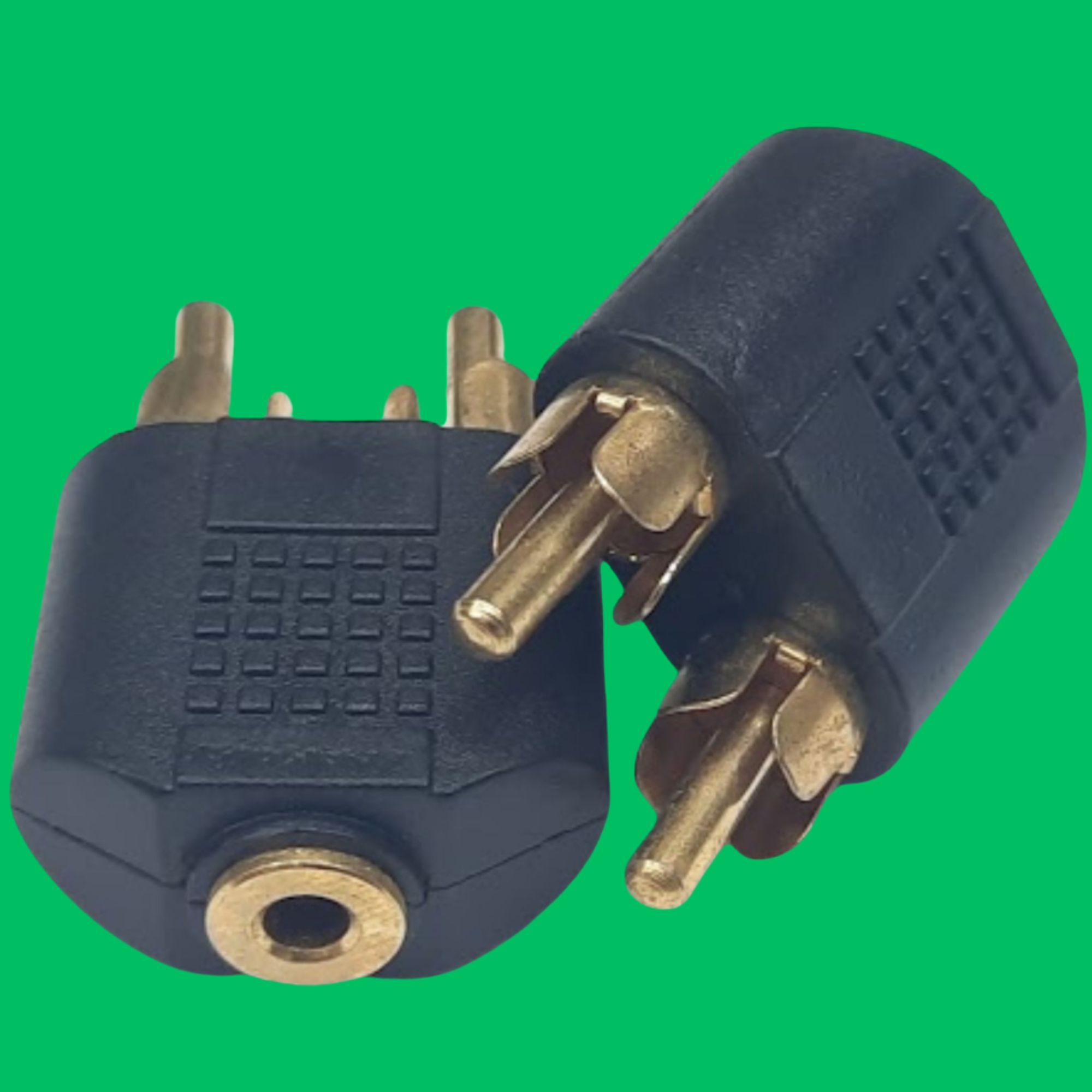 3.5mm Stereo Female to 2x RCA Male Y-Splitter (Black-Gold)