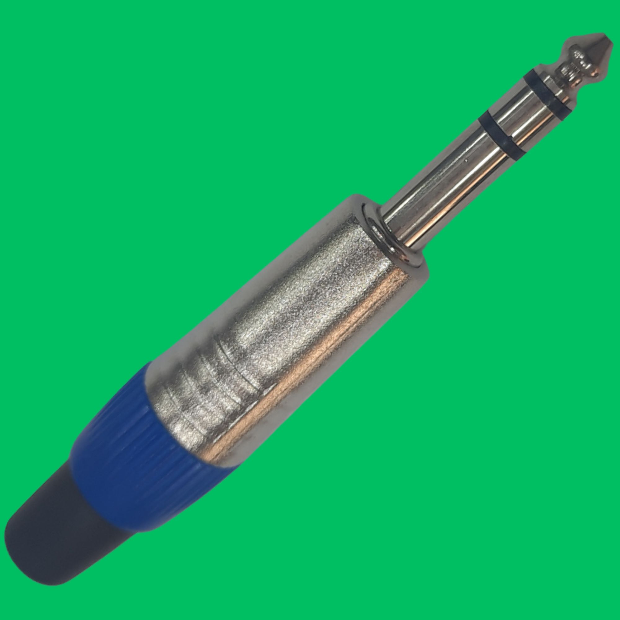 6.35mm Stereo Solder Male Plug (Black-Blue-Silver)