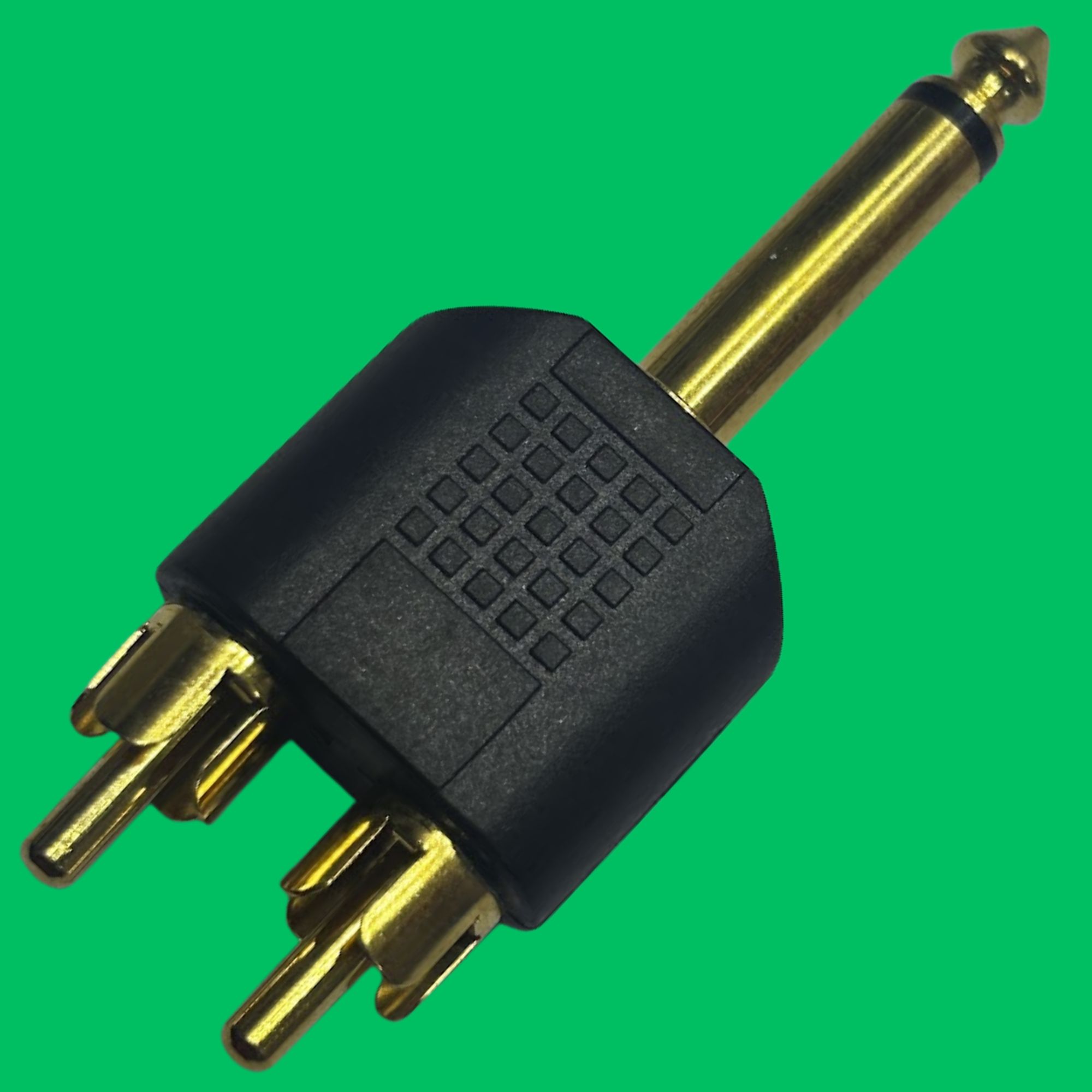 6.35mm Stereo Male to 2x RCA Male Adapter (Black-Gold)
