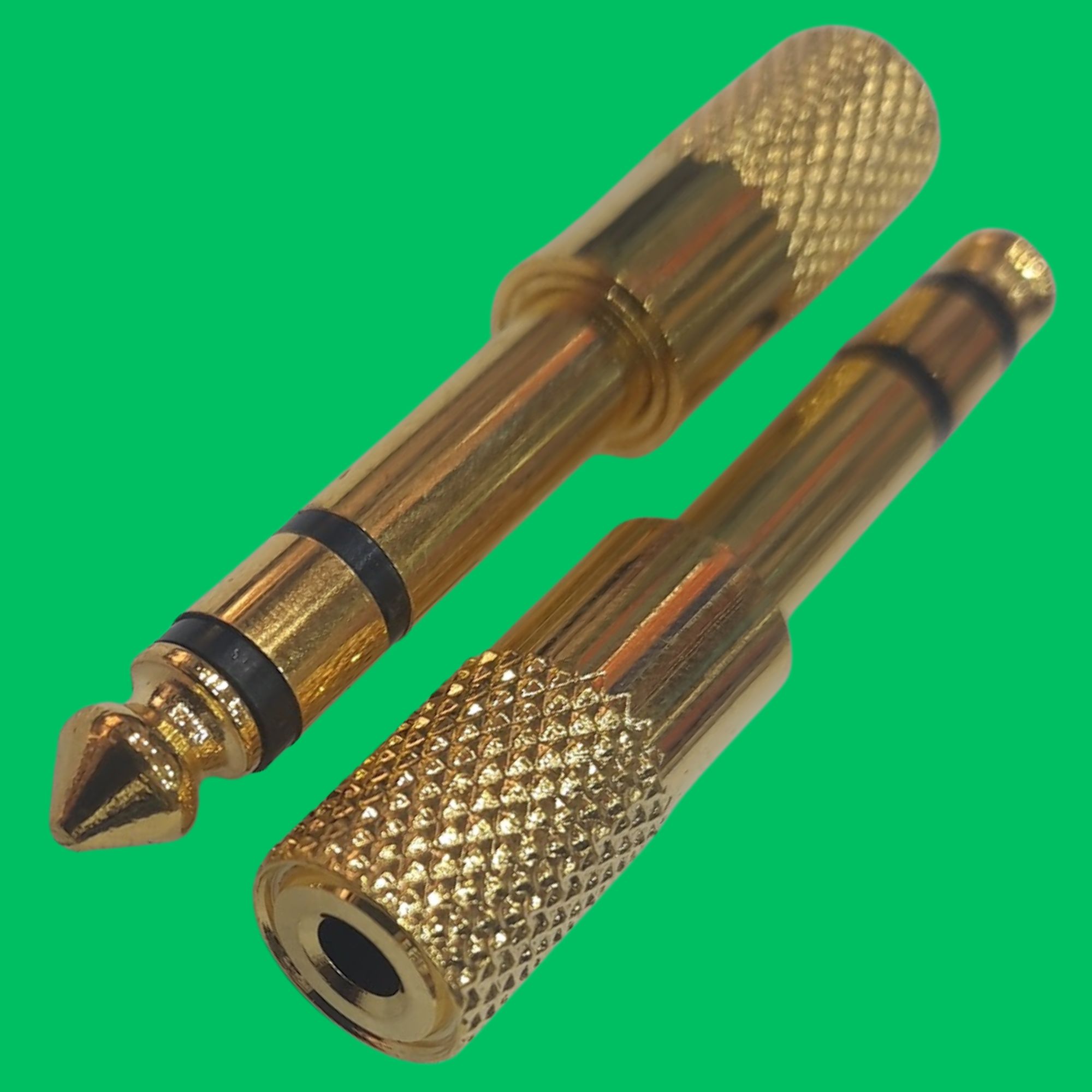 6.35mm Stereo Male to 3.5mm Stereo Female Adapter (Gold-Metal)