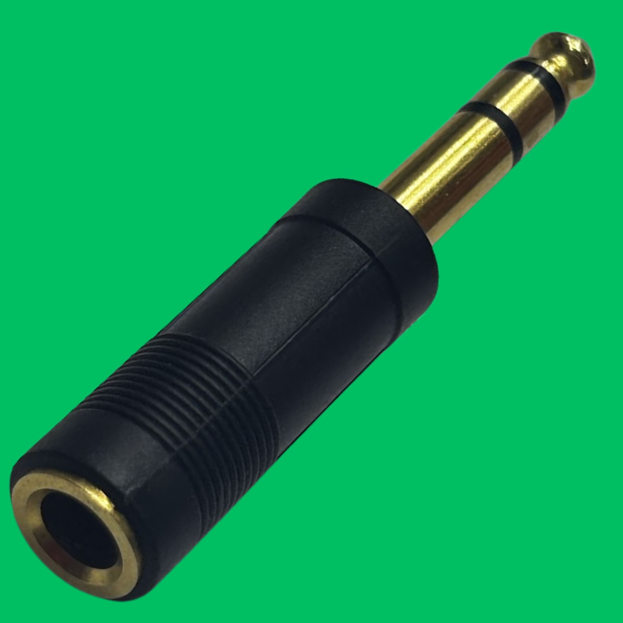 6.35mm Stereo Male to 6.35mm Mono Female Adapter (Black-Gold)