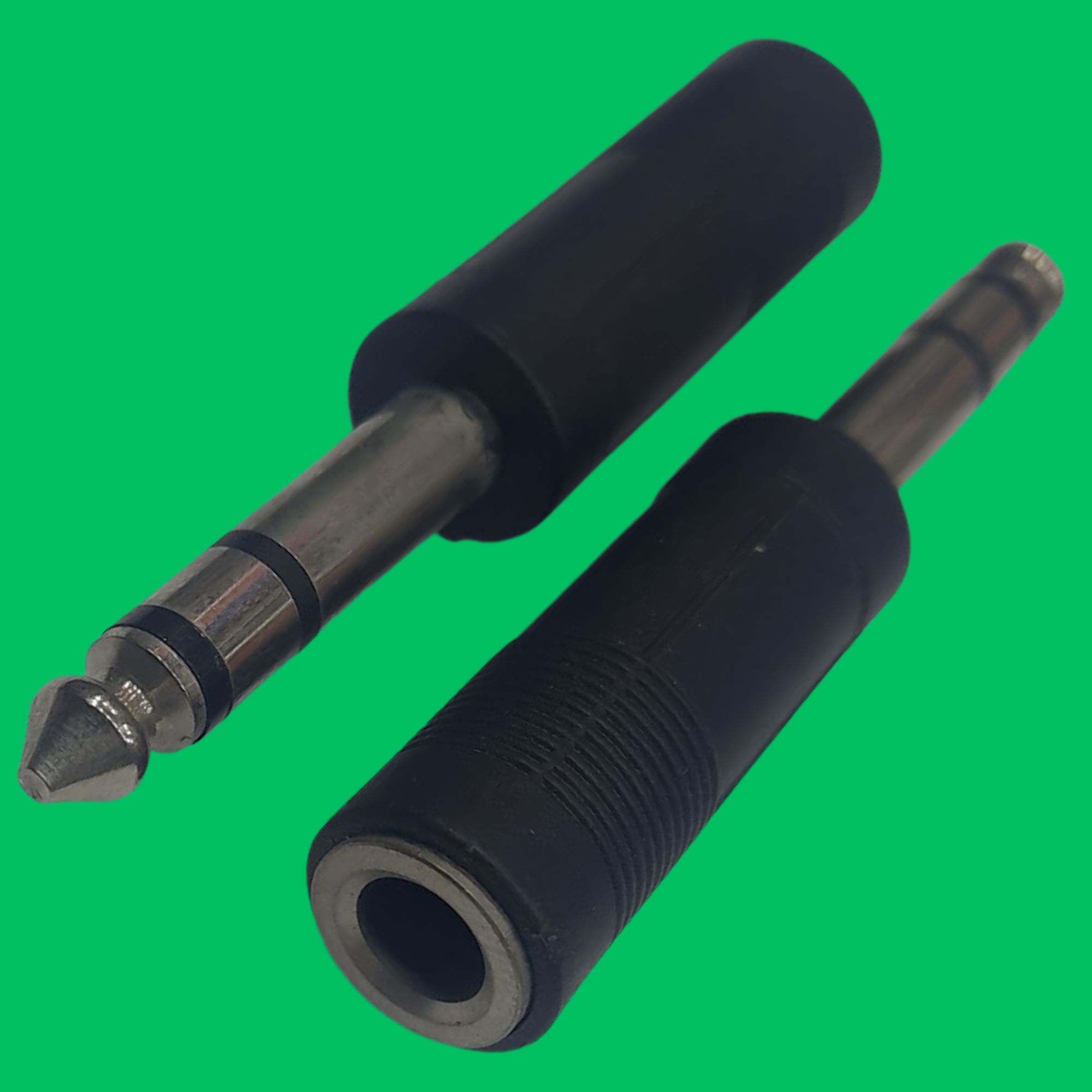6.35mm Stereo Male to 6.35mm Mono Female Adapter (Black-Silver)