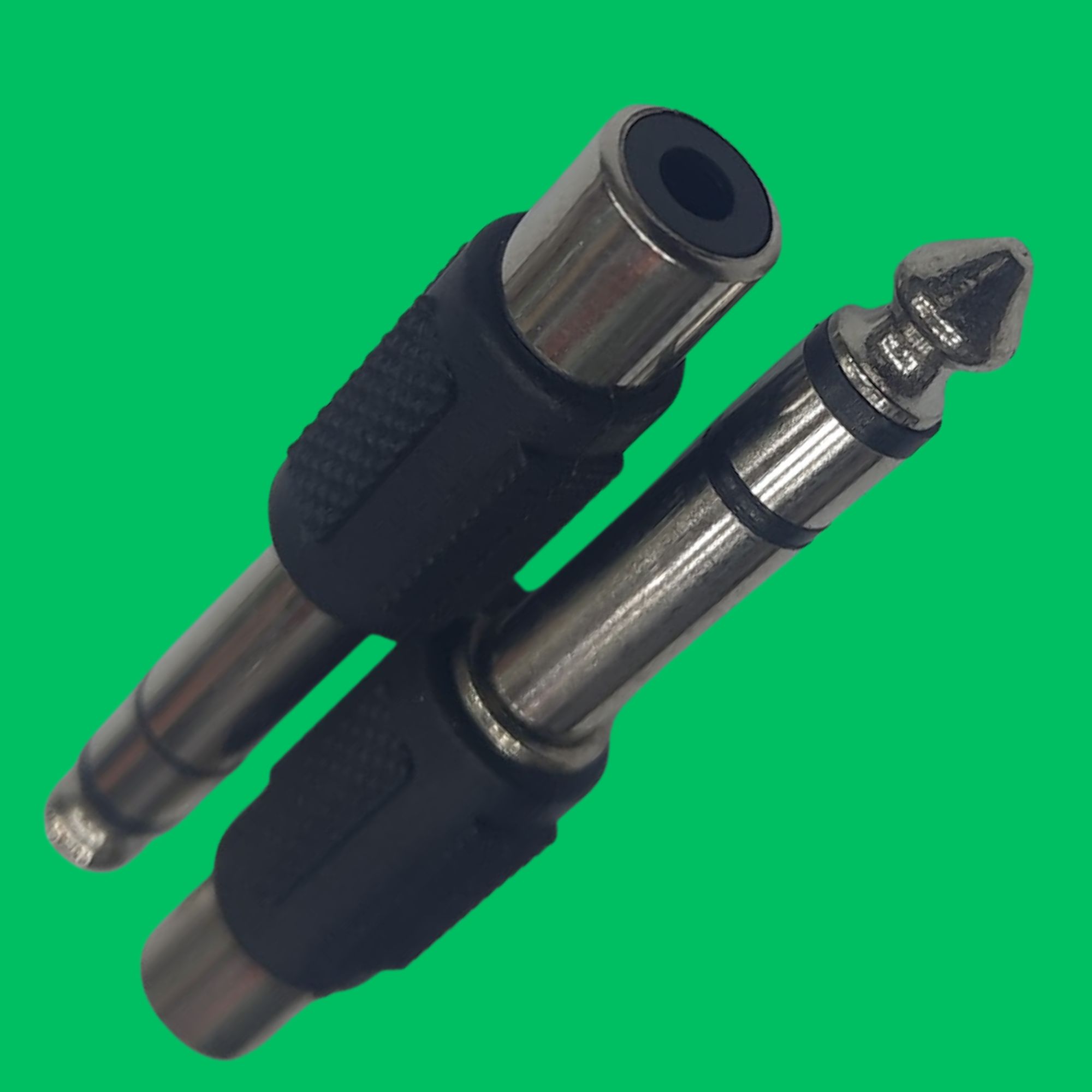 6.35mm Stereo Male to RCA Female Adapter (Black-Silver)