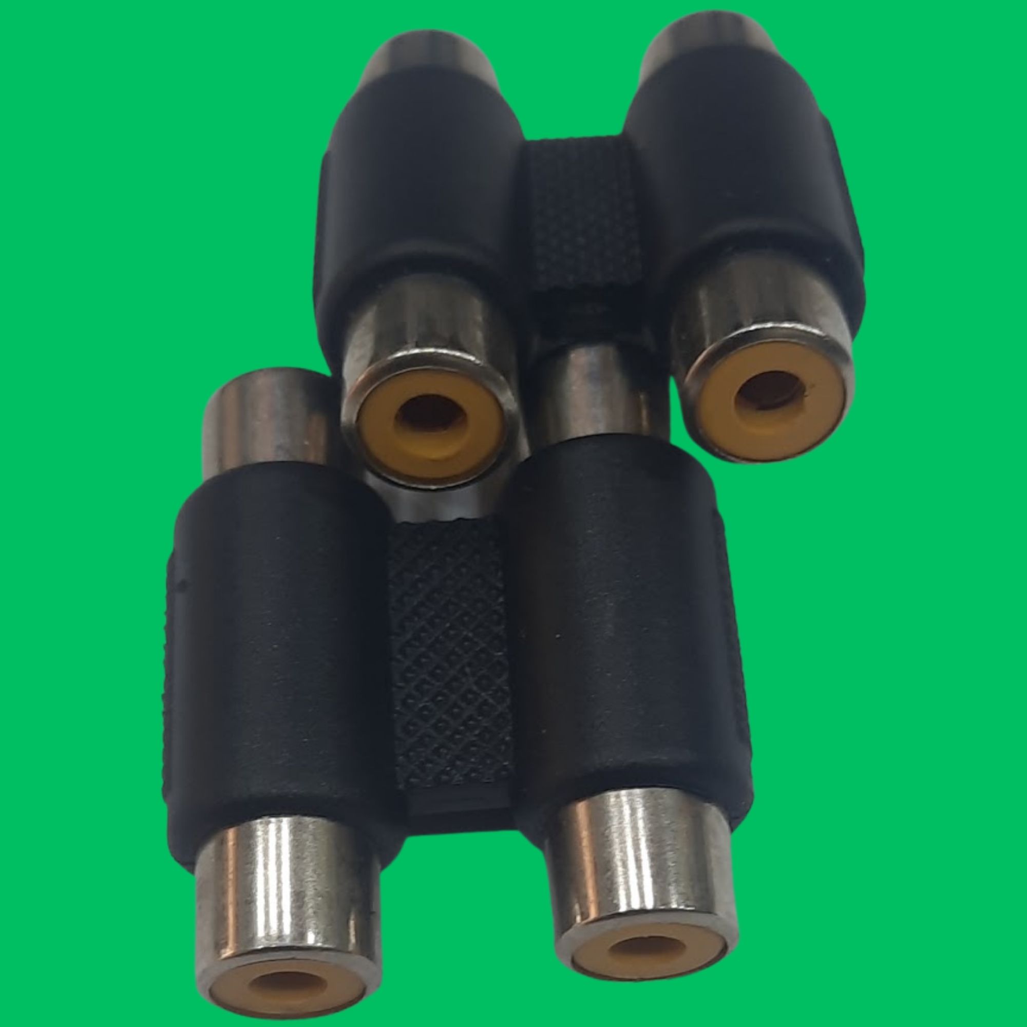 Dual RCA Female Inline Coupler (Black-Silver)