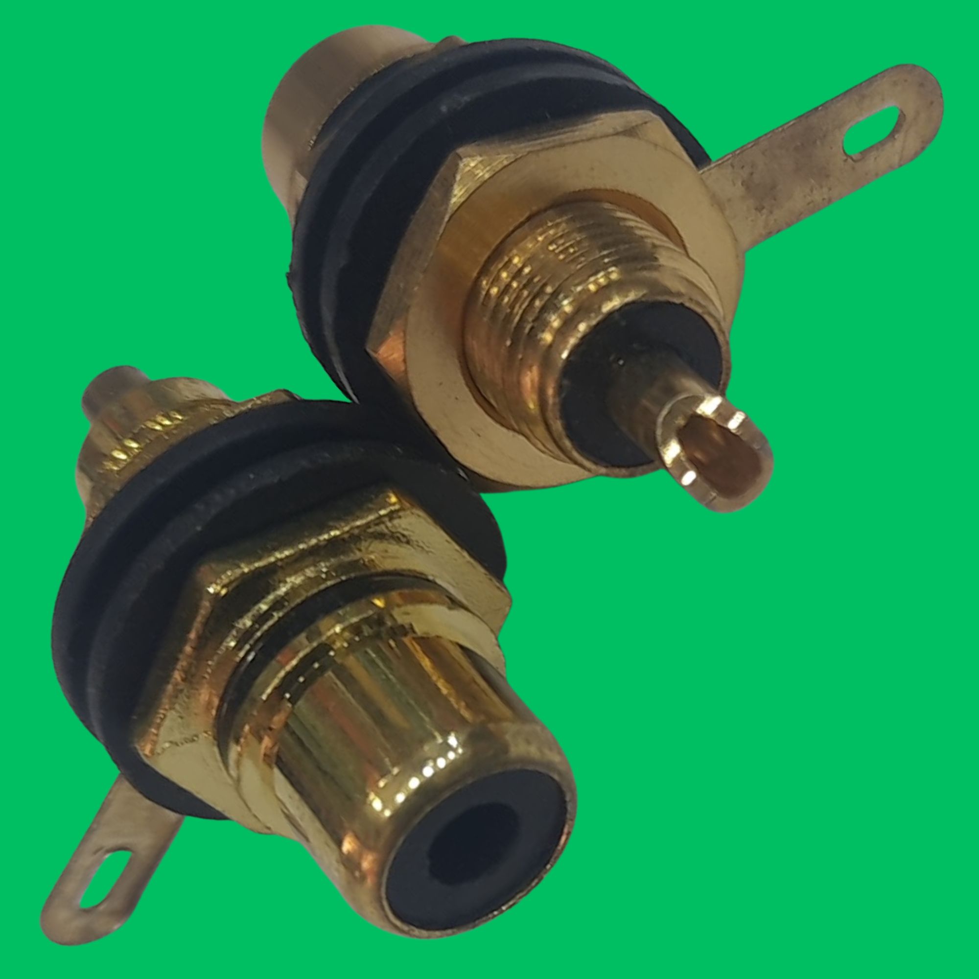 RCA Panel-Mount Female Jack (Black-Gold)