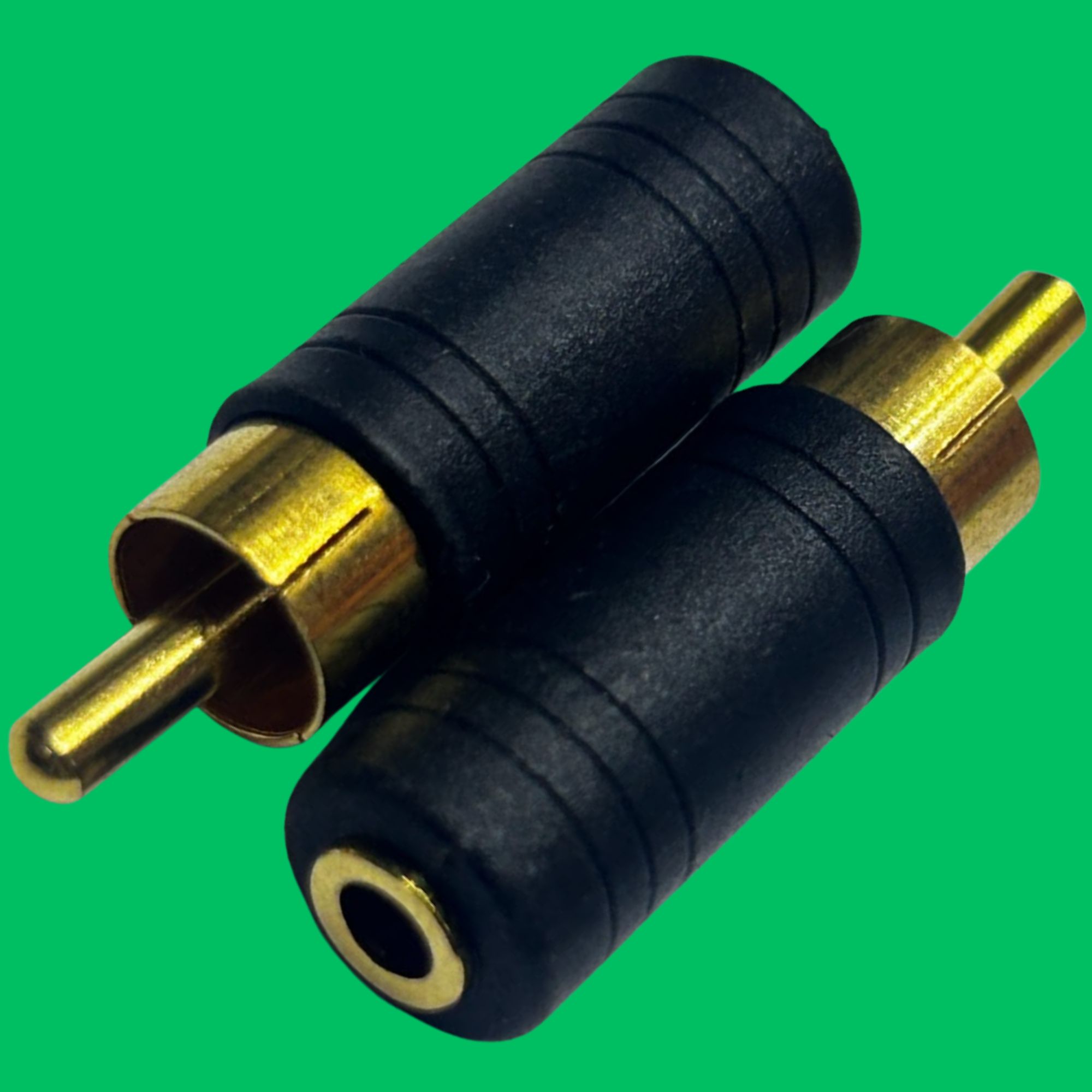 RCA Male to 3.5mm Mono Female Adapter (Black-Gold)