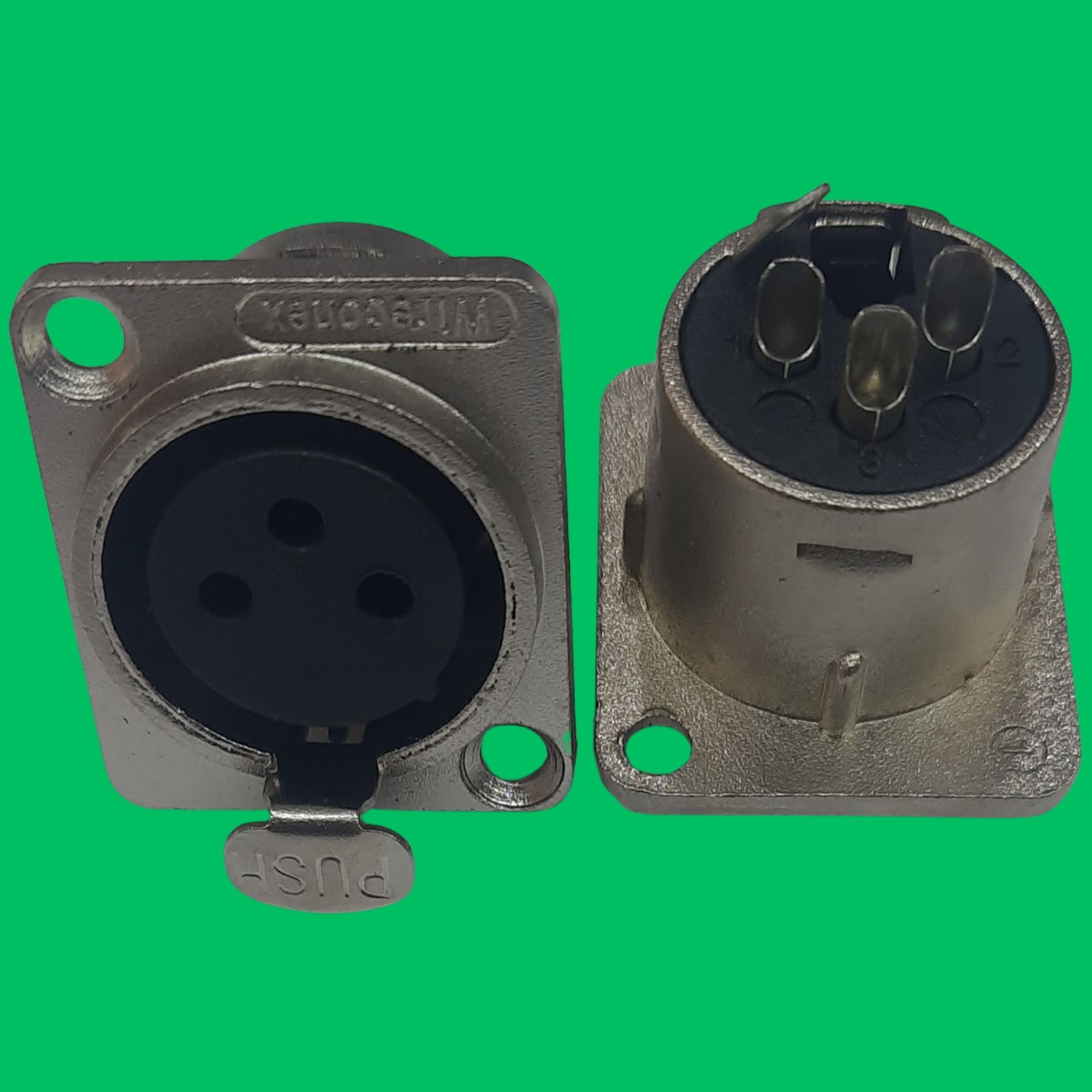 XLR 3-Pin Panel-Mount Female Chassis Socket (Black-Silver)