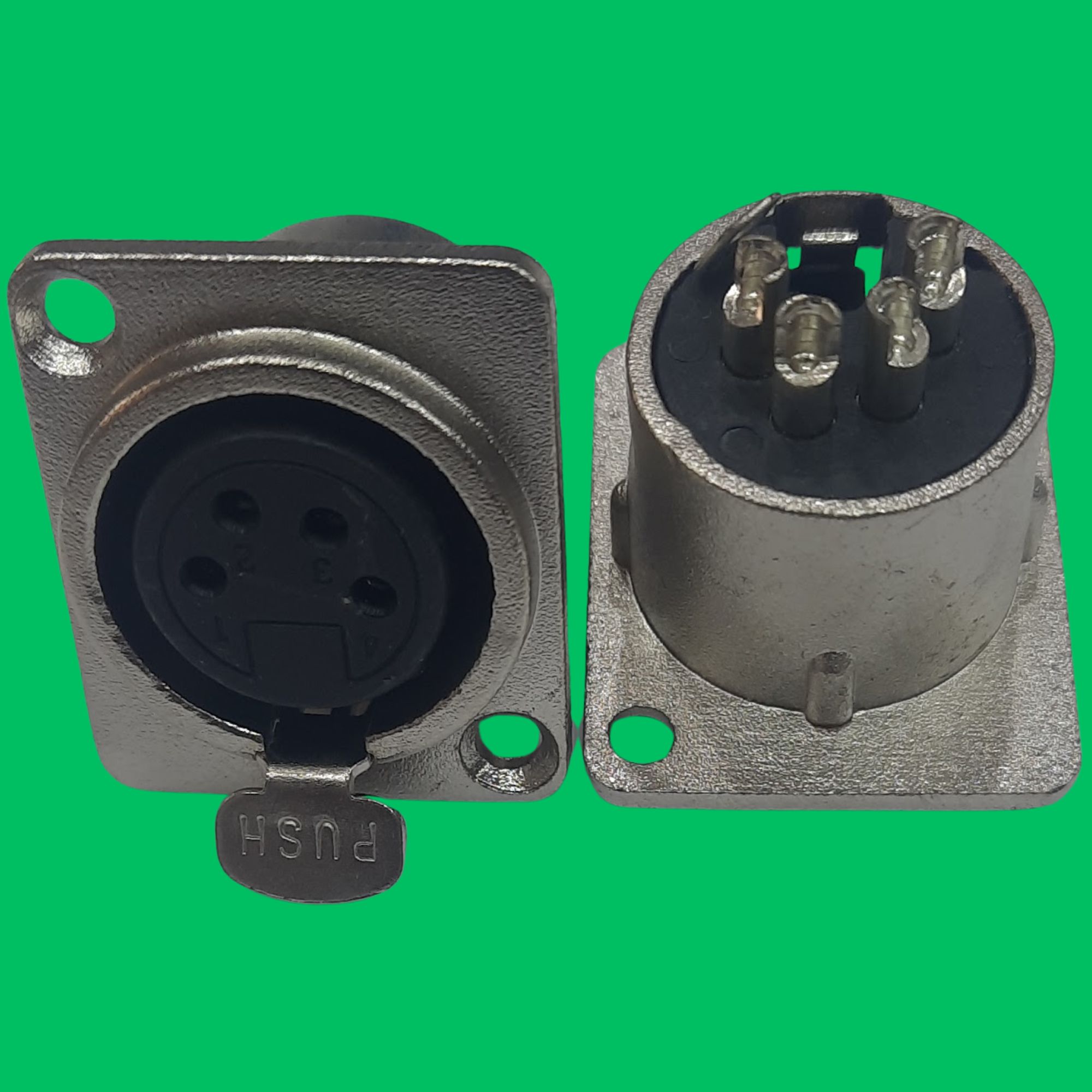 XLR 4-Pin Panel-Mount Female Chassis Socket (Silver-Black)