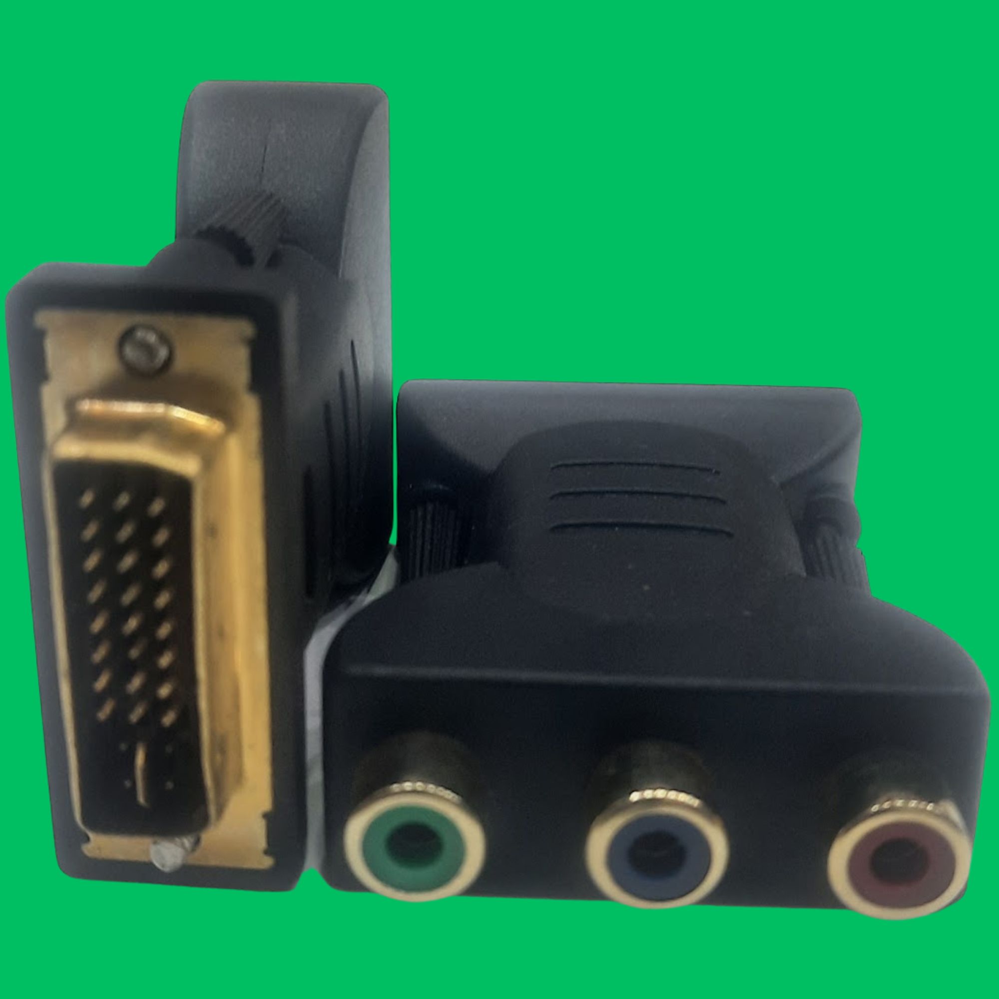 DVI-I 24+5 Male to 3x RCA Female Component Adapter (Black-Gold)