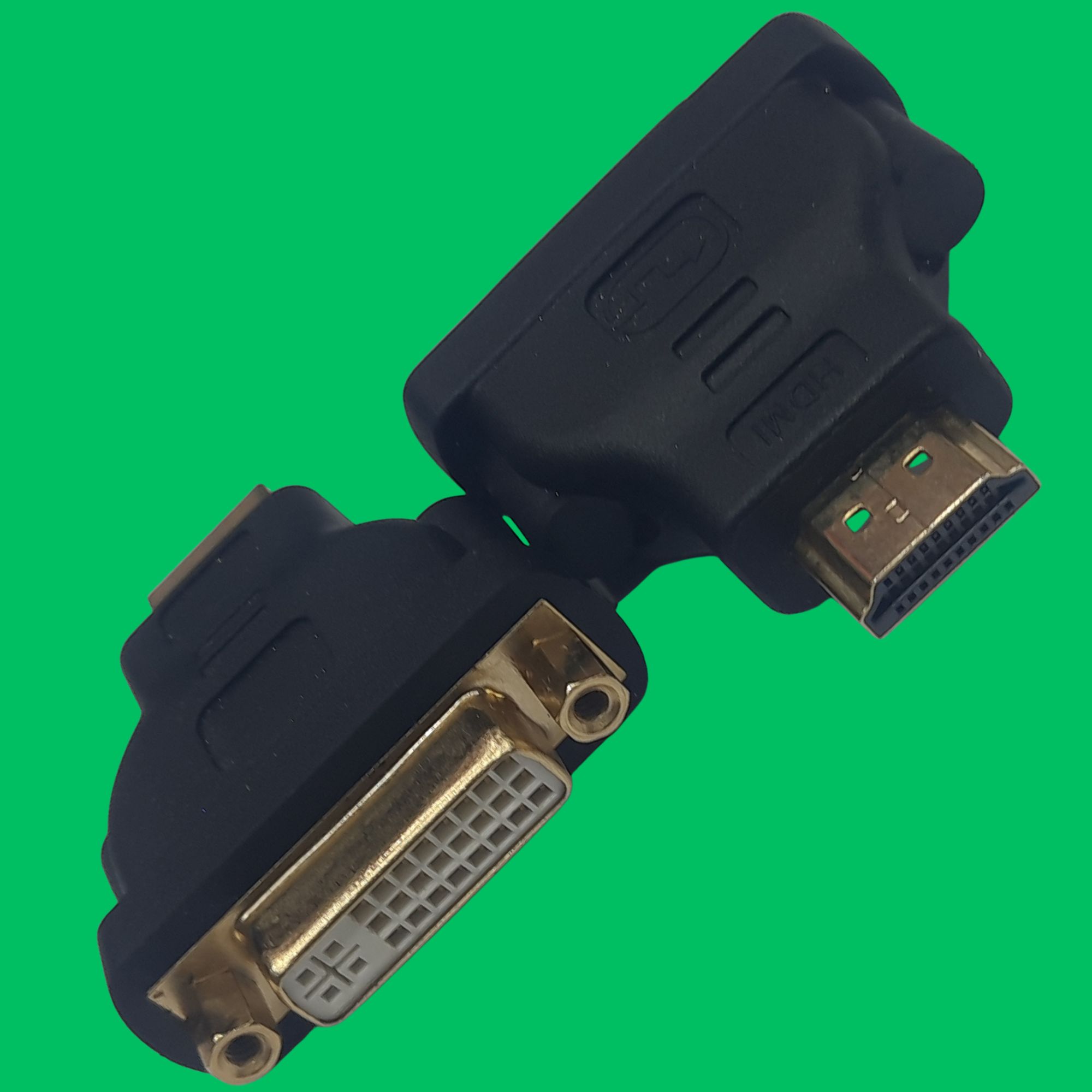 HDMI Male to DVI-I 24+5 Female Adapter (Black-Gold)