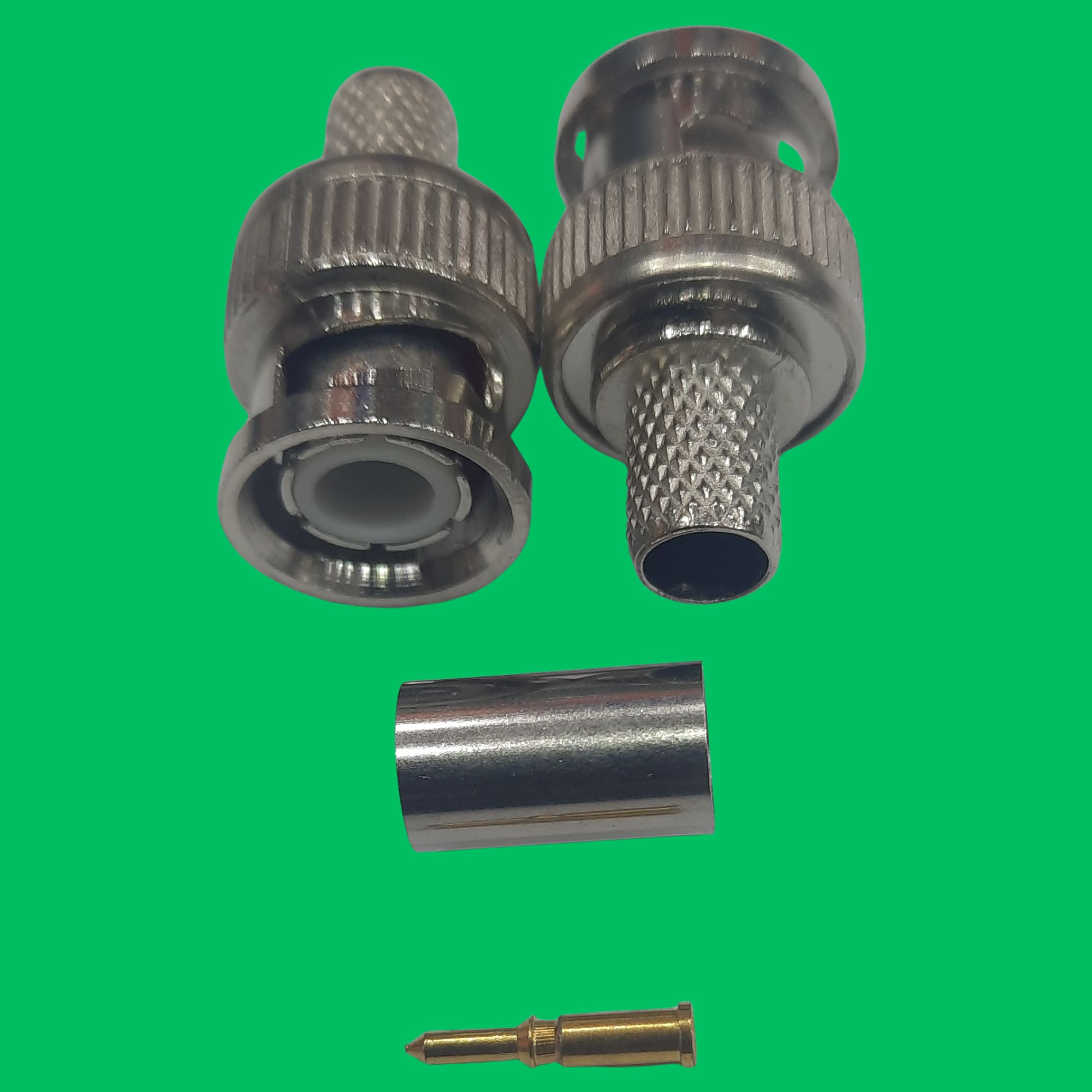 BNC Male Crimp-On Plug for RG6 (Silver-Metal)