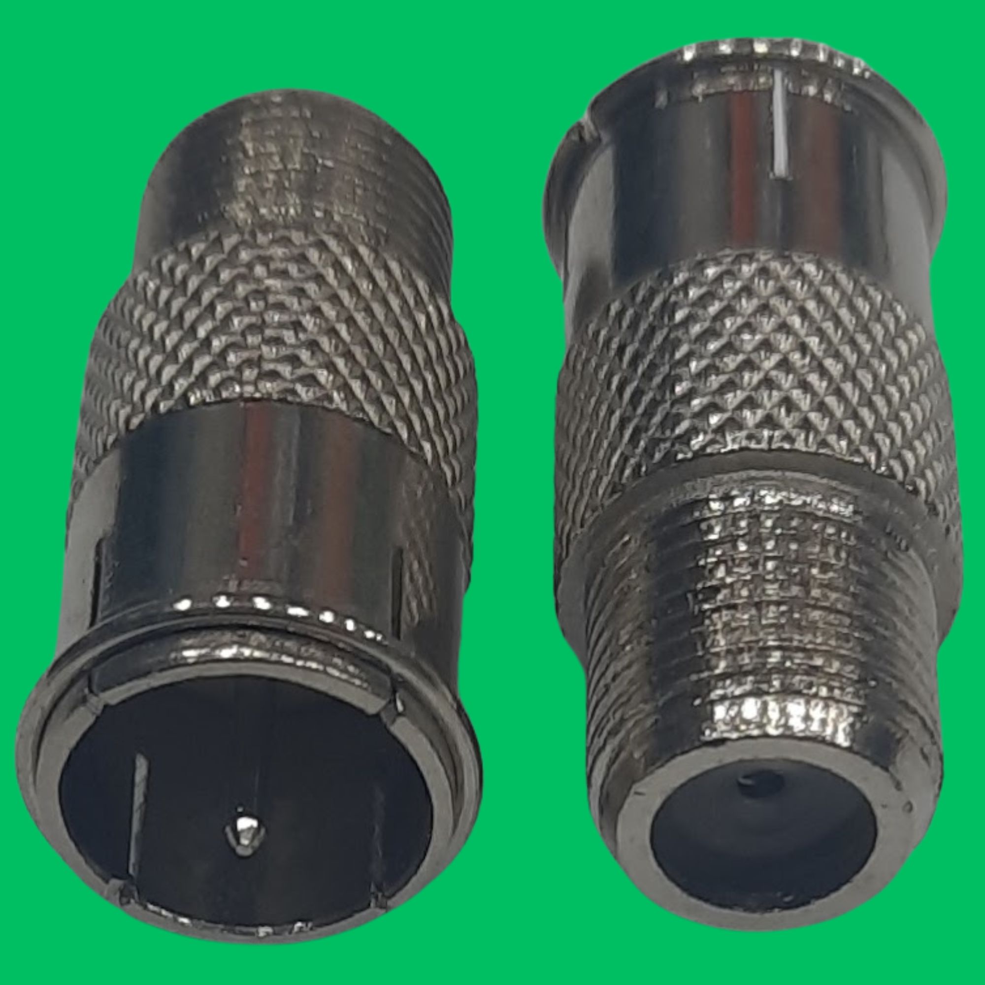 Quick-Push F Male to F Female Adapter (Silver-Metal)