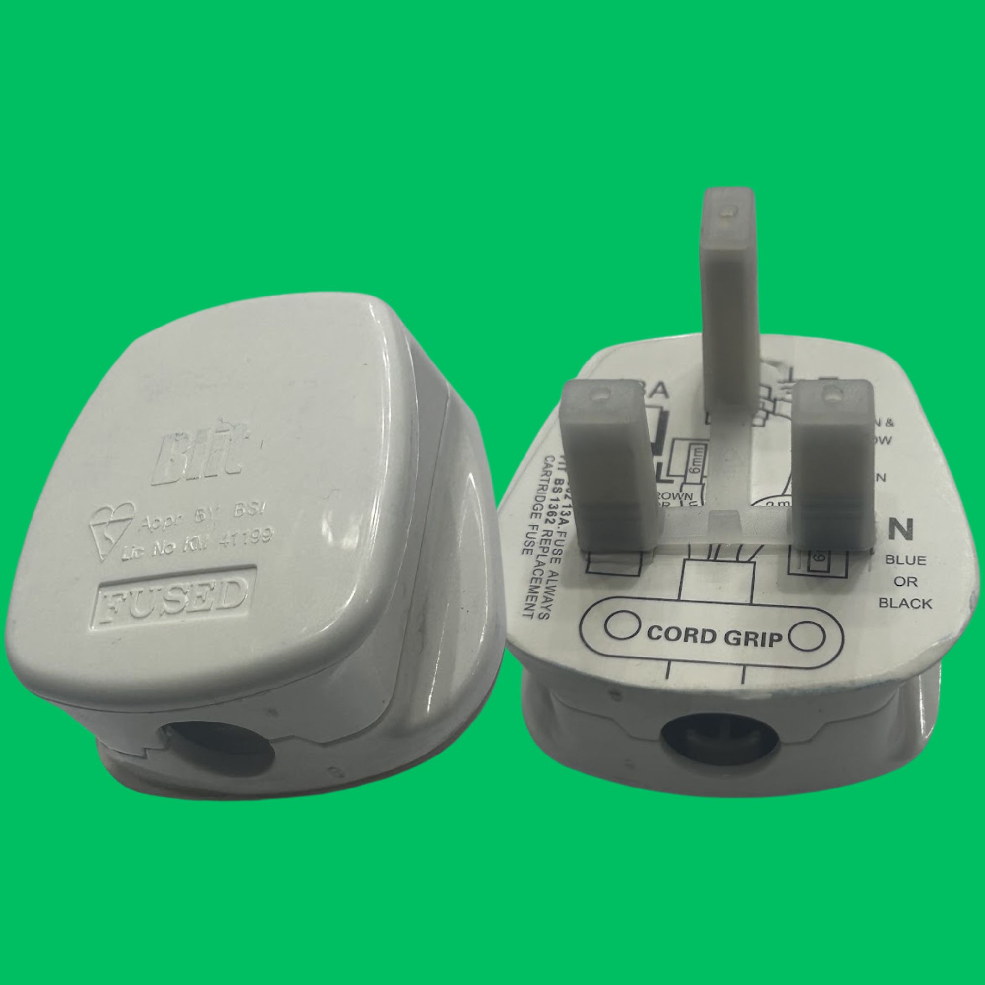 13A UK 3-Pin Fused Rewireable Mains Plug (White)