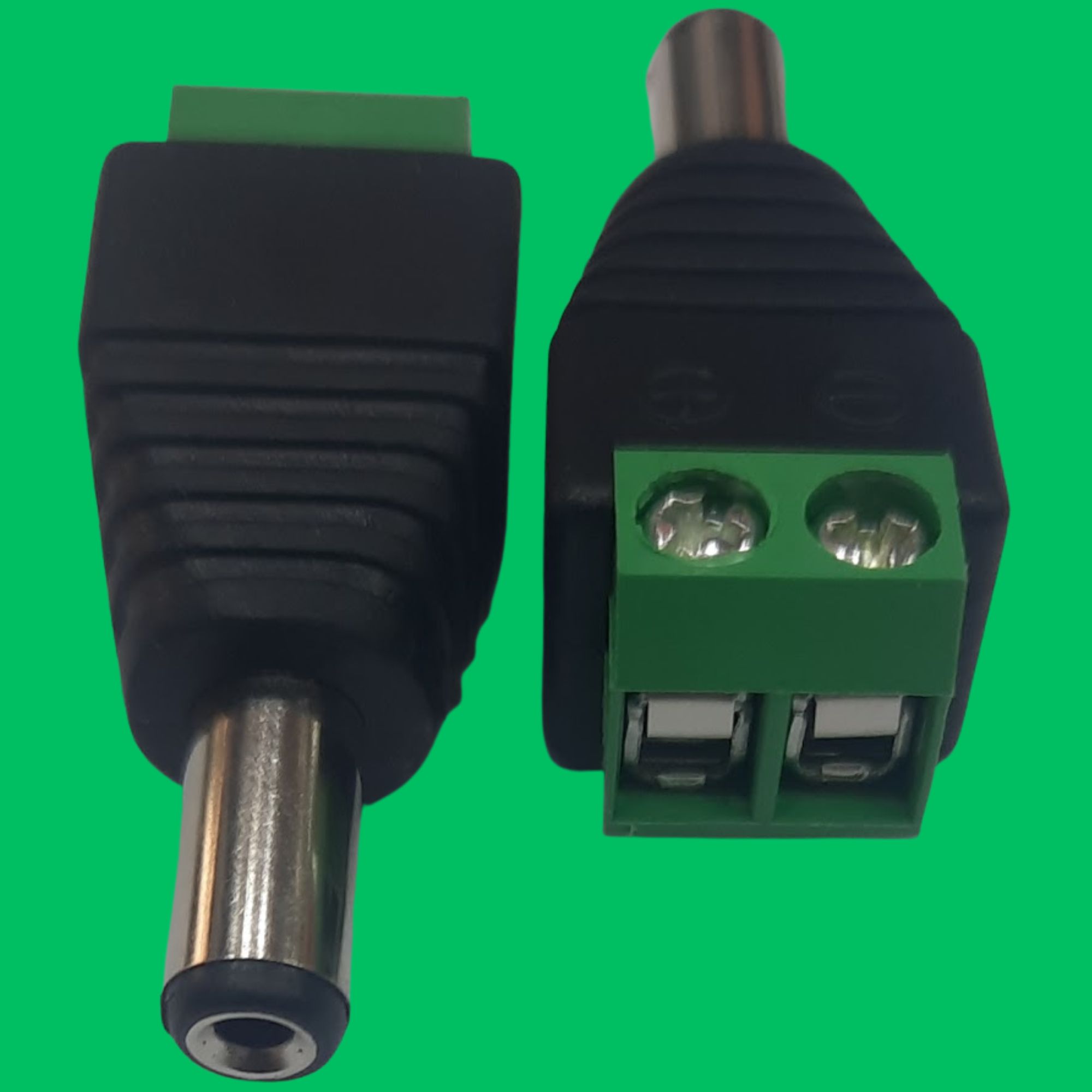 DC Power Screw Terminal Male Plug (Black-Green)