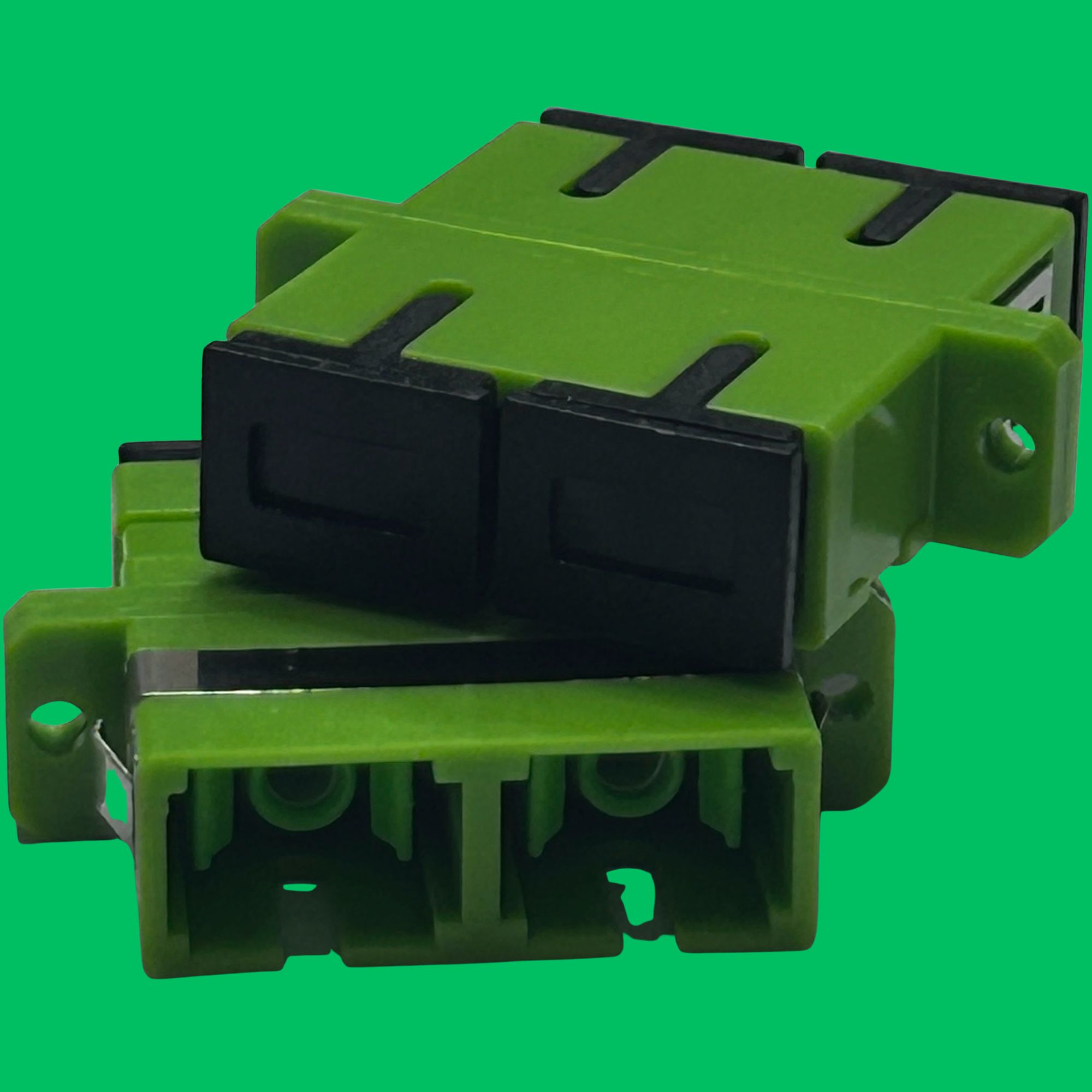 SC Duplex Single-Mode Fiber Flange Coupler (APC Green)