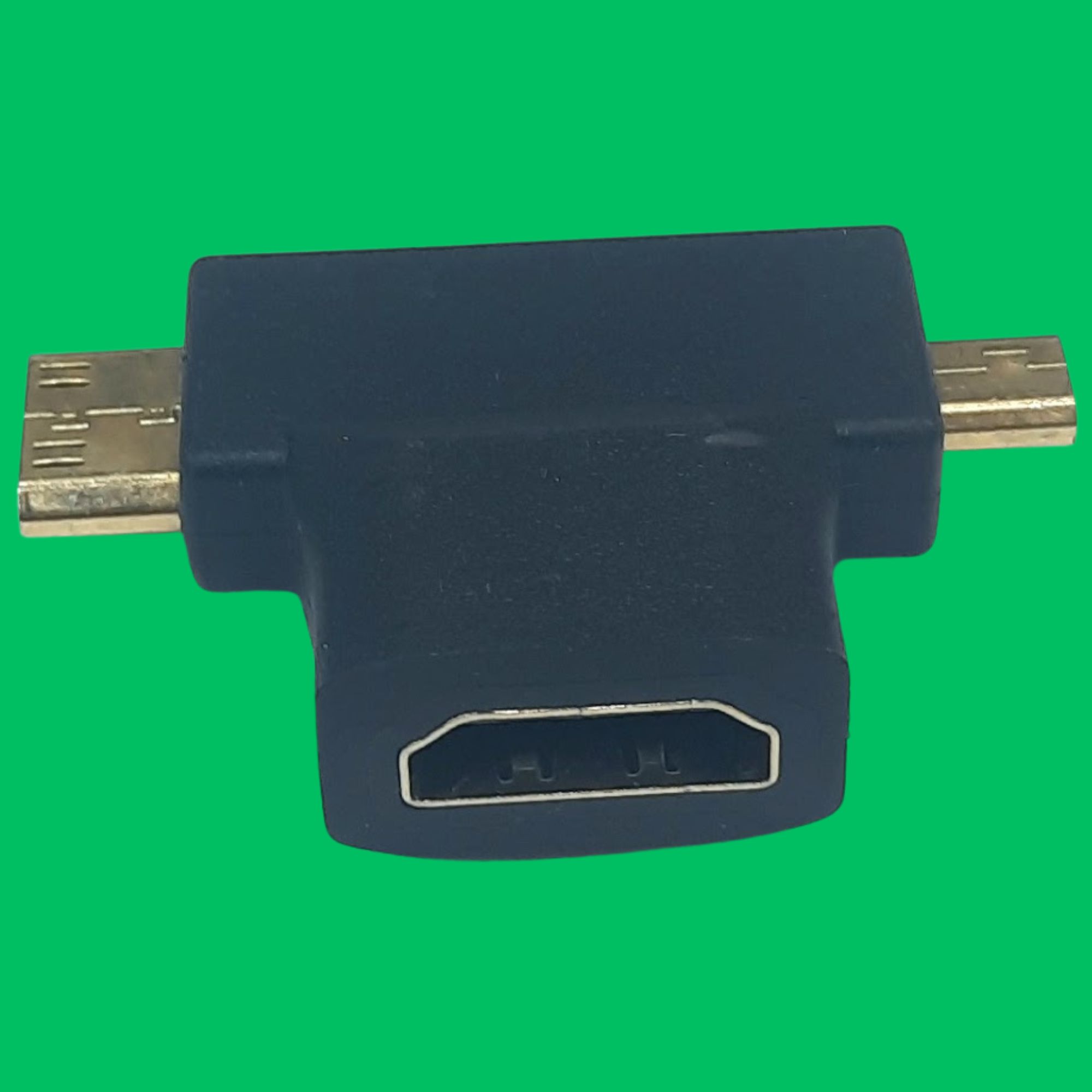 2-in-1 Mini & Micro HDMI Male to HDMI Female T-Adapter (Black-Gold)