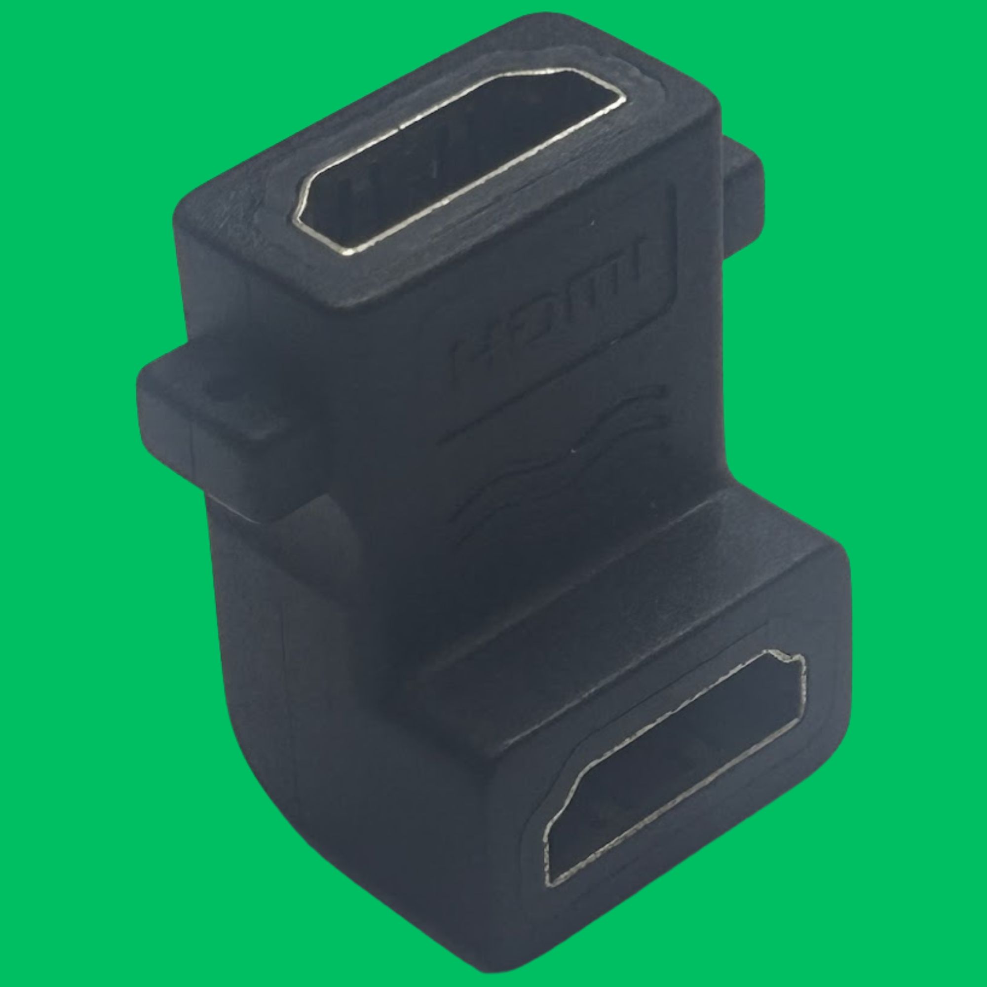 HDMI Female Right-Angle Inline Coupler (Black-Gold)