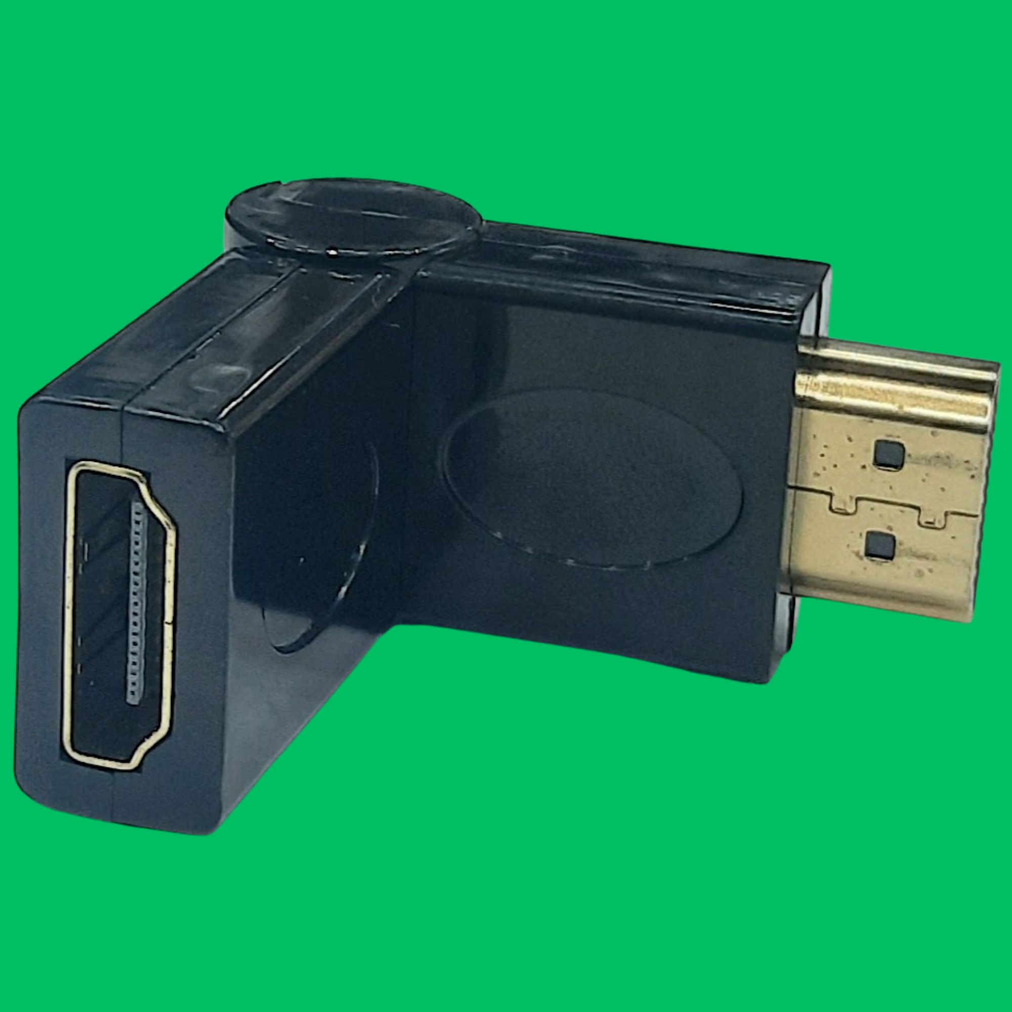 HDMI Male to HDMI Female 270° Swivel Adapter (Black-Gold)