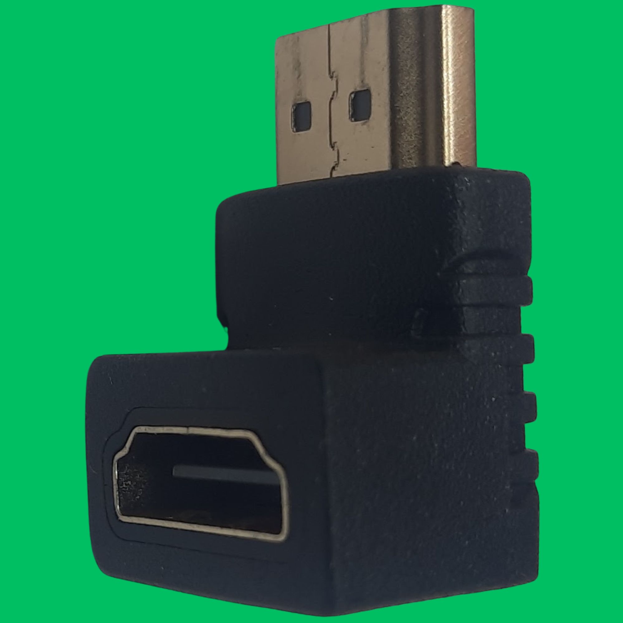 HDMI Male to HDMI Female 90° Right-Angle Adapter (Black-Gold)