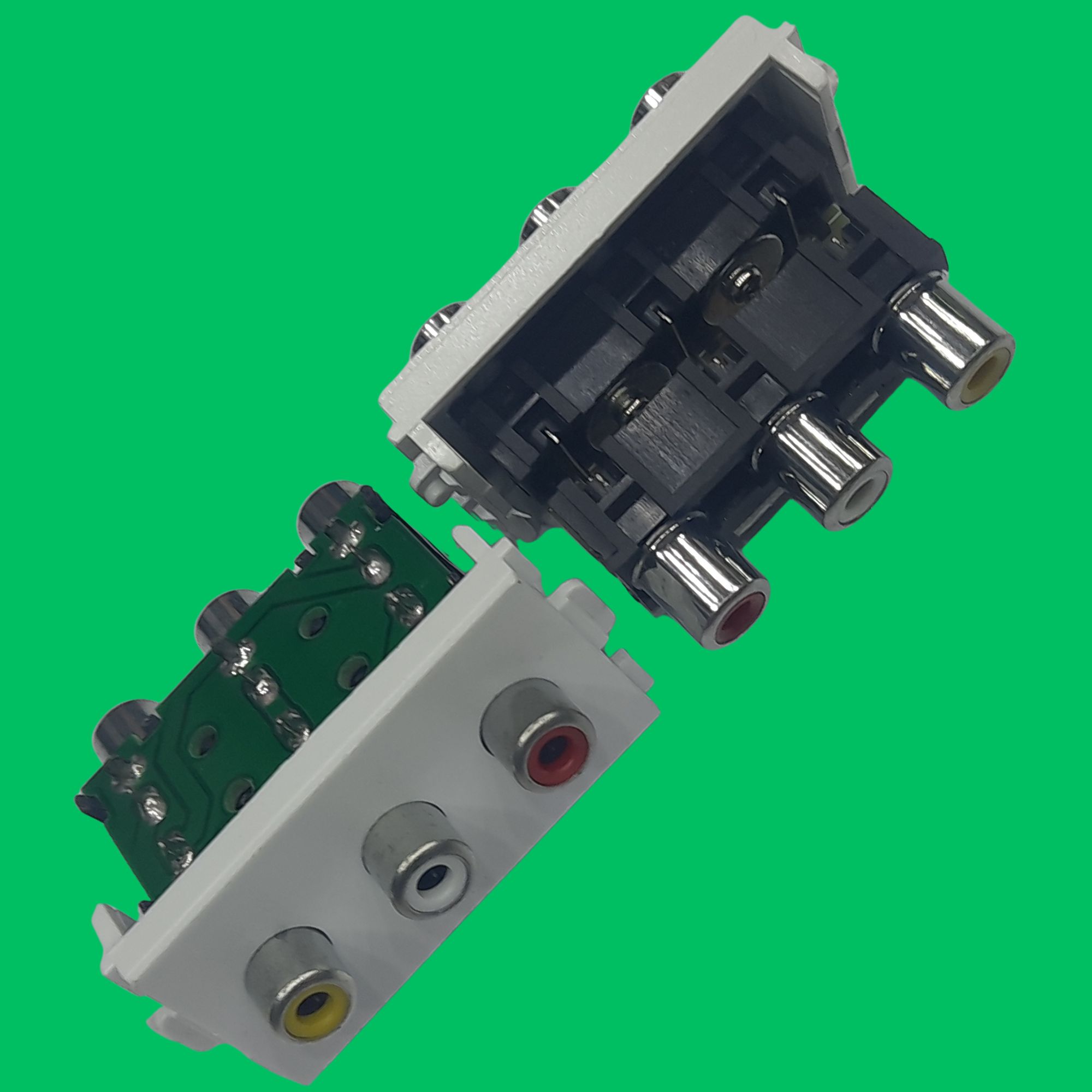 3x RCA Female Inline Coupler Module (White)