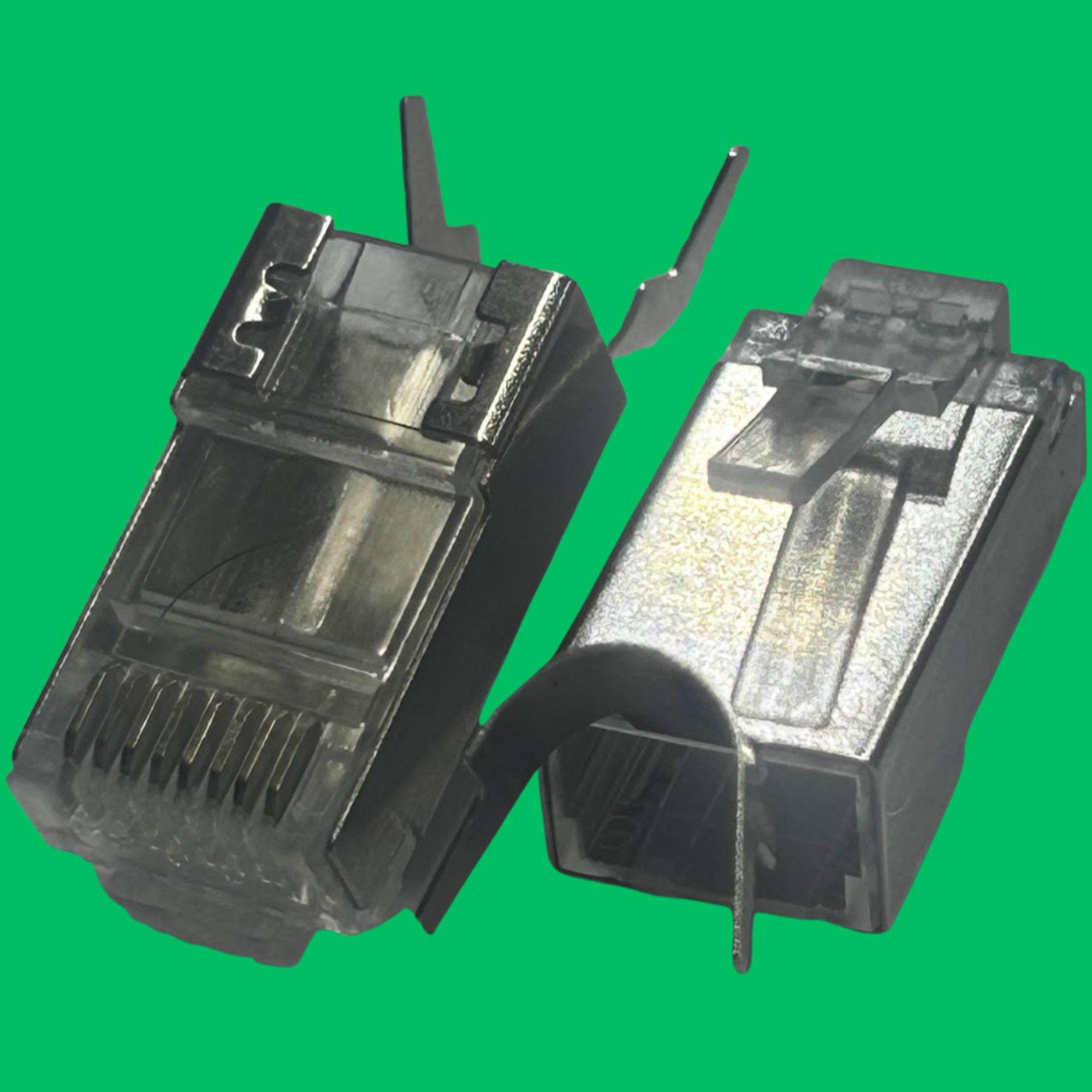 Cat6A/Cat7 STP RJ45 Crimp Plug with Ground Clip (Metal)