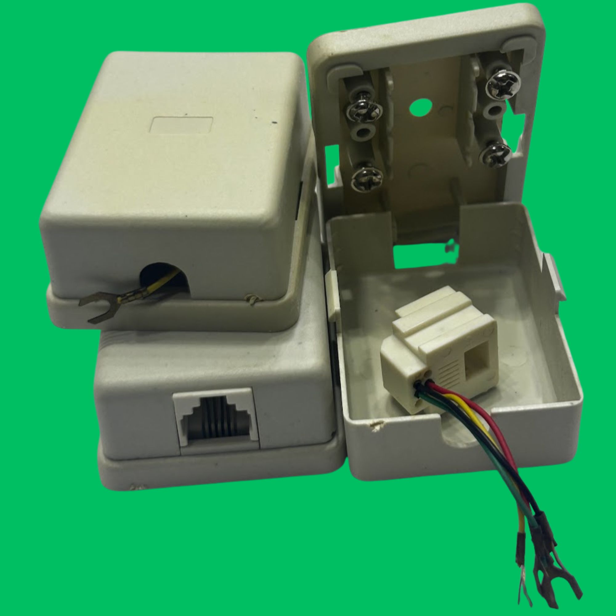 RJ11 1-Port Surface-Mount Telephone Box (Beige)