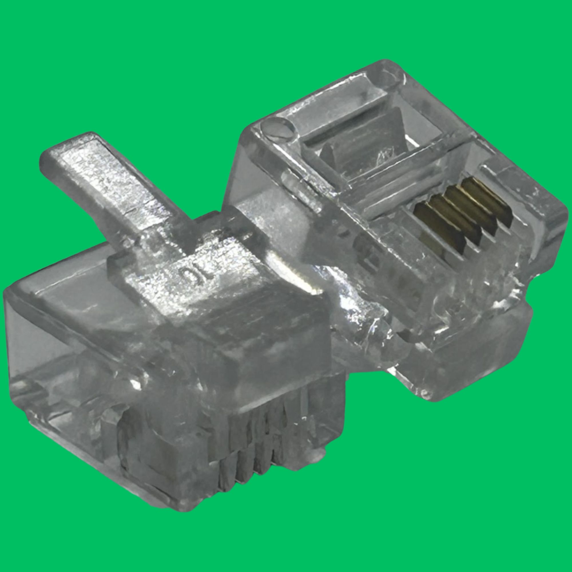 RJ9/RJ10 4P4C Telephone Crimp Plug (Clear)