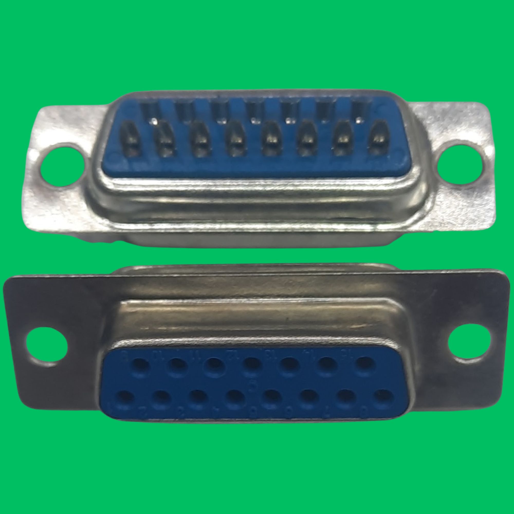 DB15 Female Panel-Mount Solder Connector (Blue-Silver)