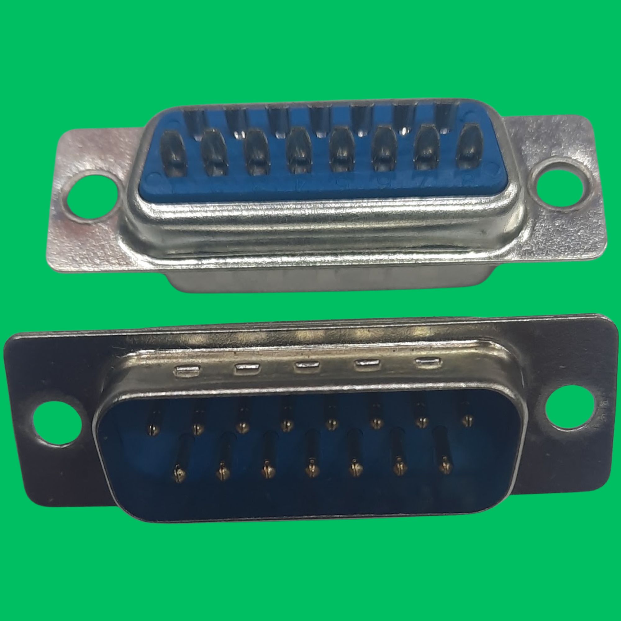 DB15 Male Panel-Mount Solder Connector (Blue-Silver)