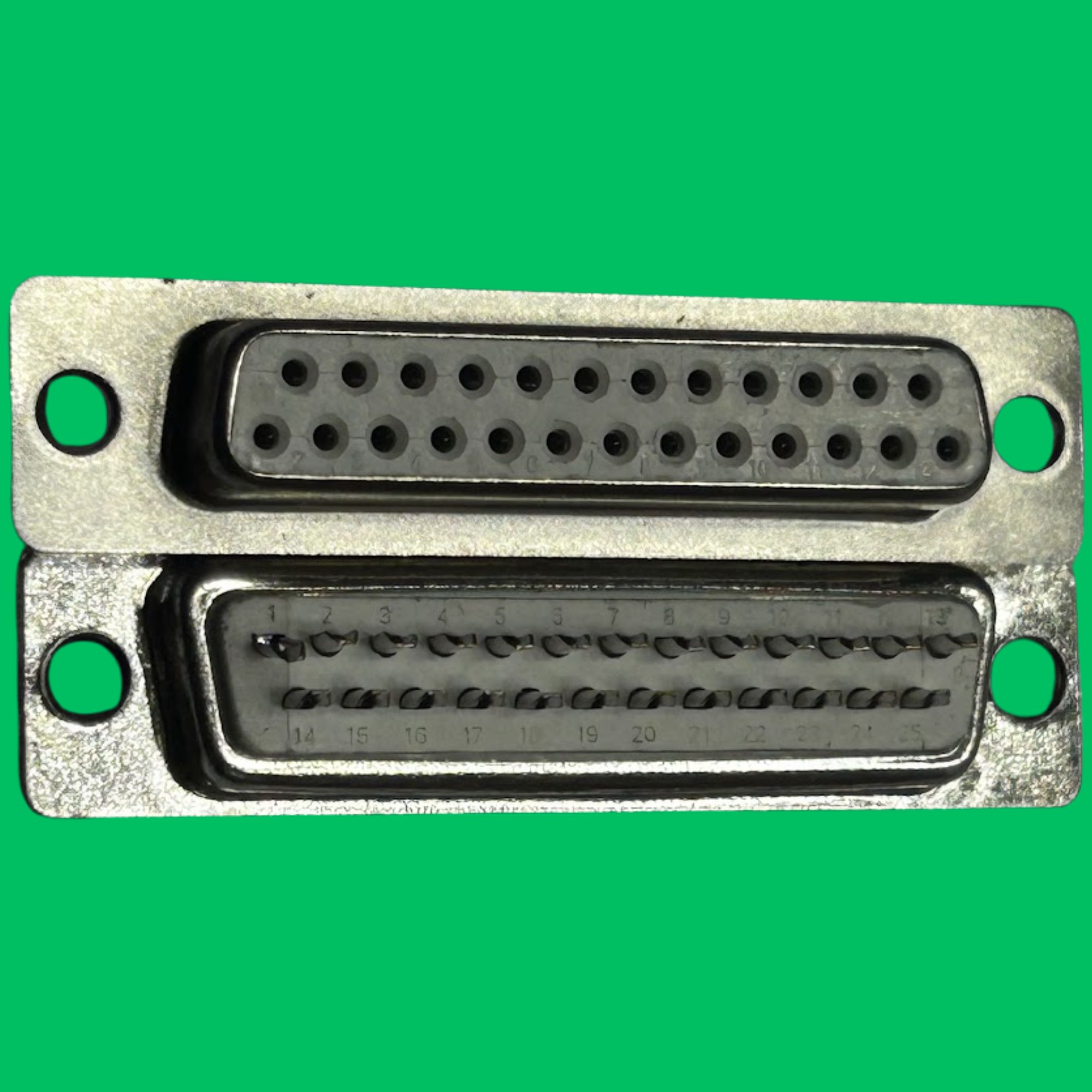 DB25 Female Panel-Mount Solder Connector (White-Silver)