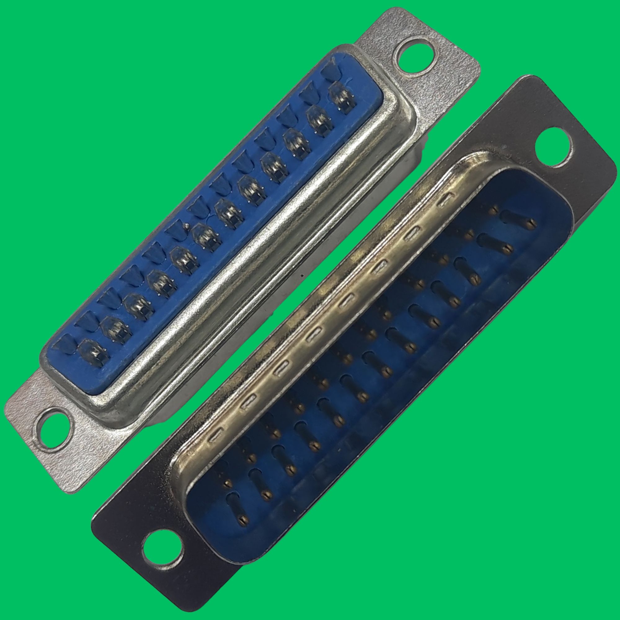 DB25 Male Panel-Mount Solder Connector (Blue-Silver)