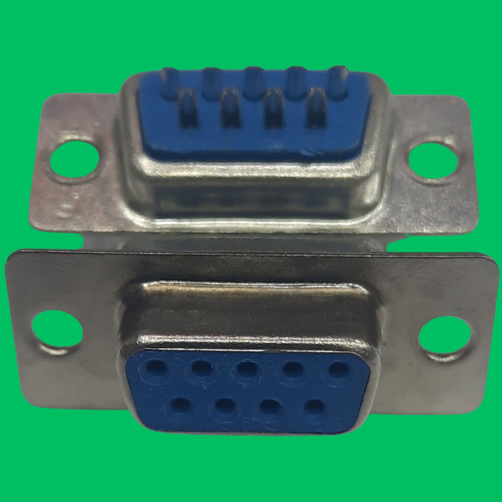 DB9 Female Panel-Mount Solder Connector (Blue-Silver)