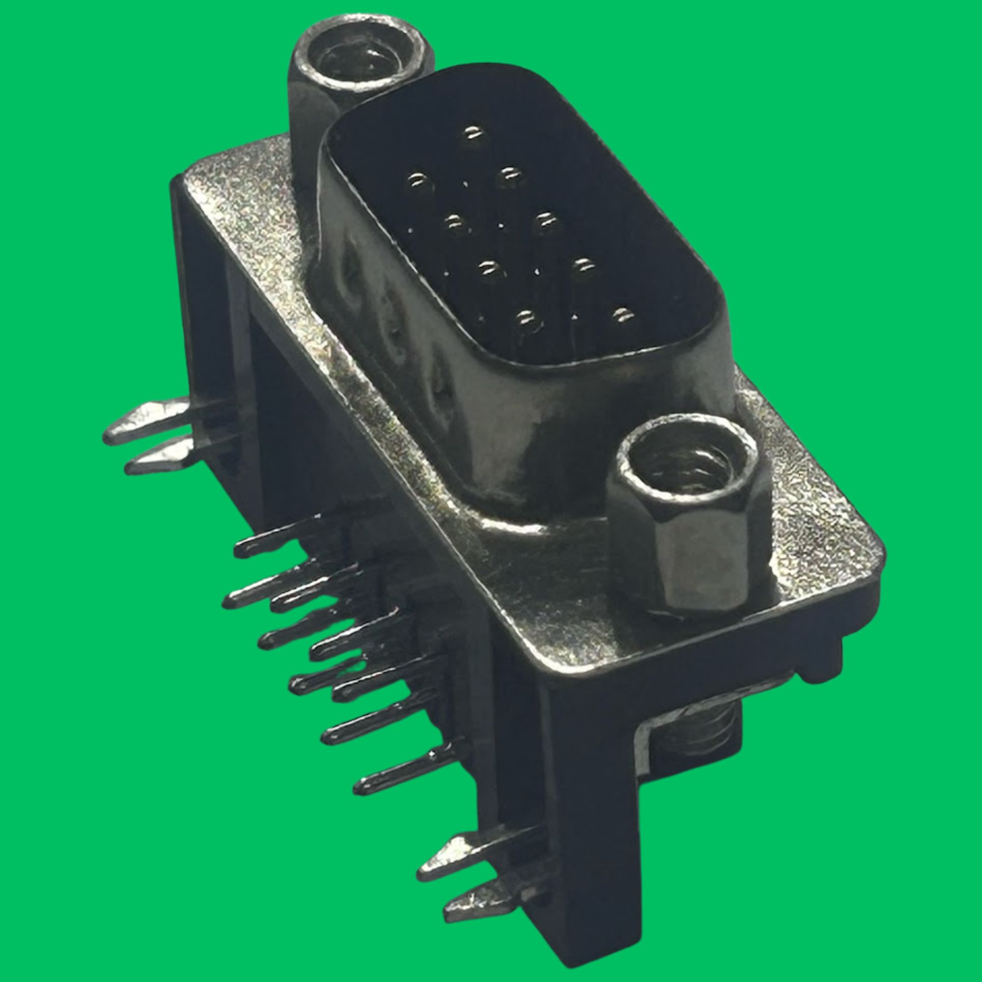 DB9 Male Right-Angle PCB Connector (Black-Silver)