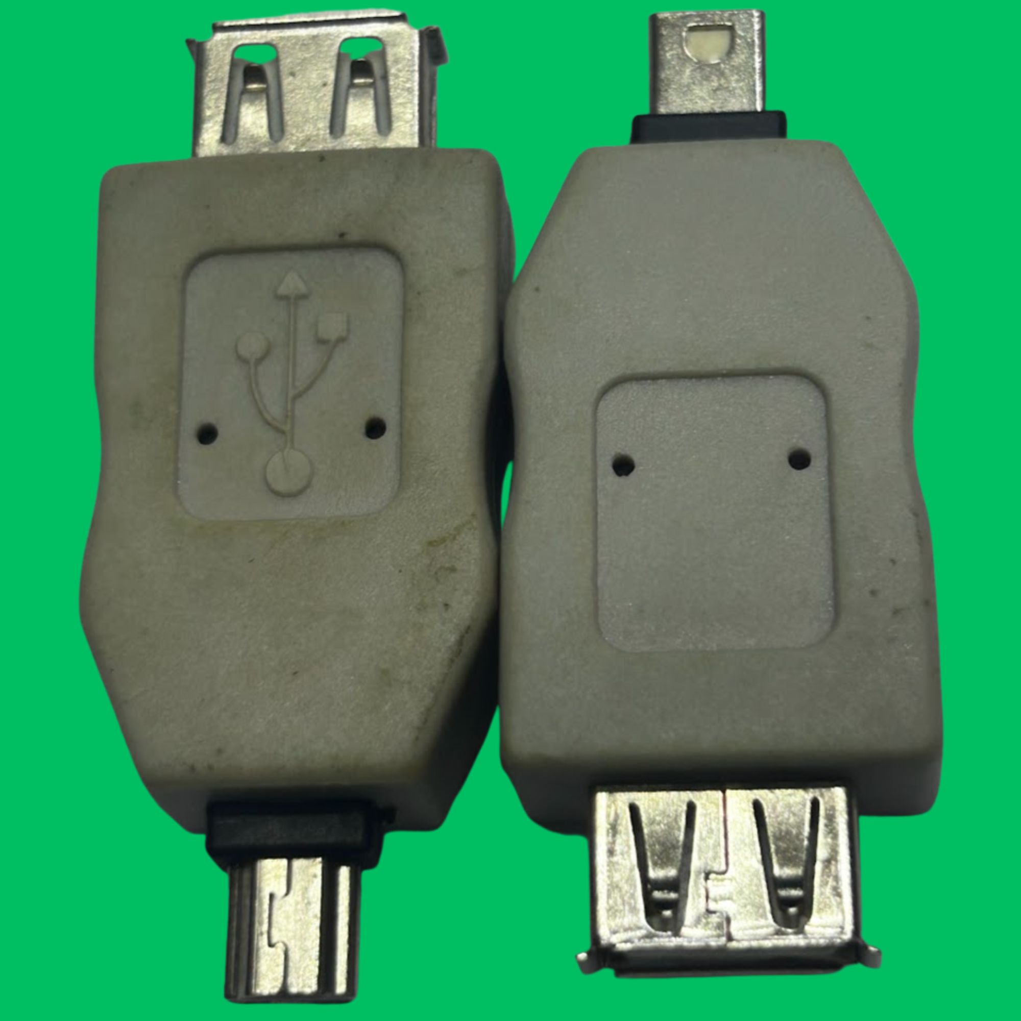 Mini-USB Male to USB-A Female OTG Adapter (Grey-Silver)