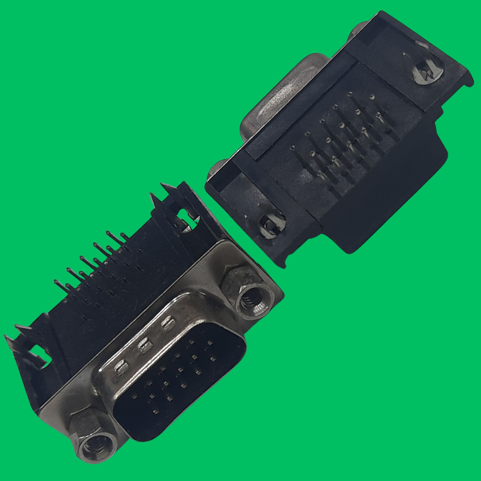 VGA Male Right-Angle PCB Connector (Black-Silver)